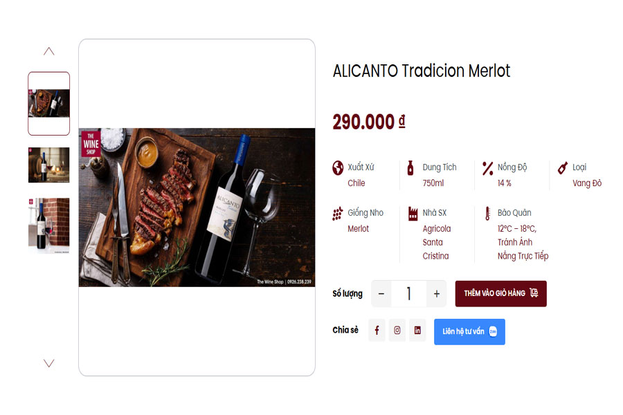 Dòng rượu Alicanto Tradicion Merlot tại Việt Âu Bev