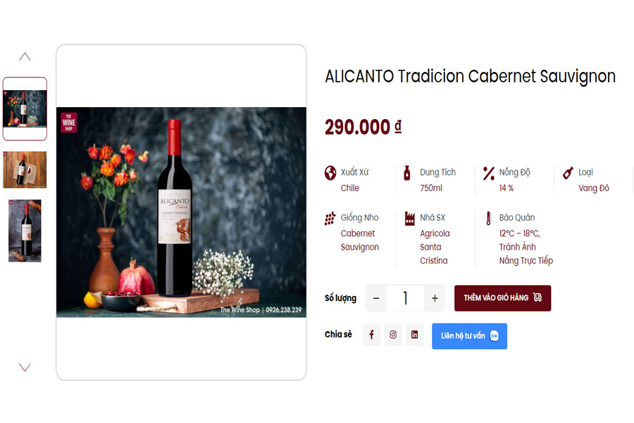 Rượu Alicanto Tradicion Cabernet Sauvignon tại Việt Âu Bev