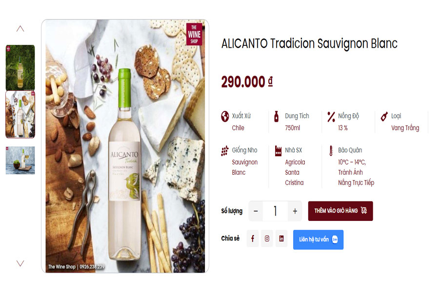 Sản phẩm rượu Alicanto Tradicion hiện có tại Việt Âu Bev