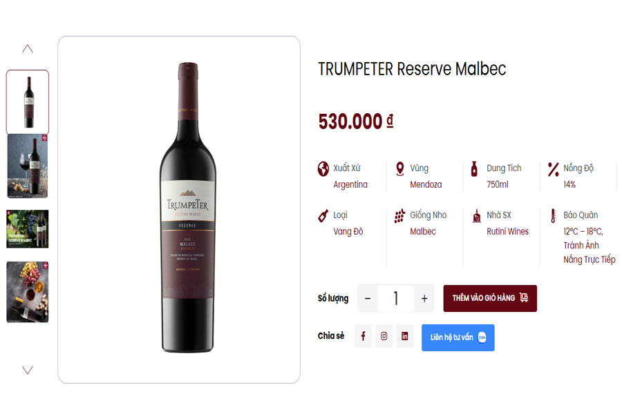 Showroom Việt Âu Bev - Địa chỉ mua rượu Trumpeter Reserve Malbec chính hãng tại Việt Nam