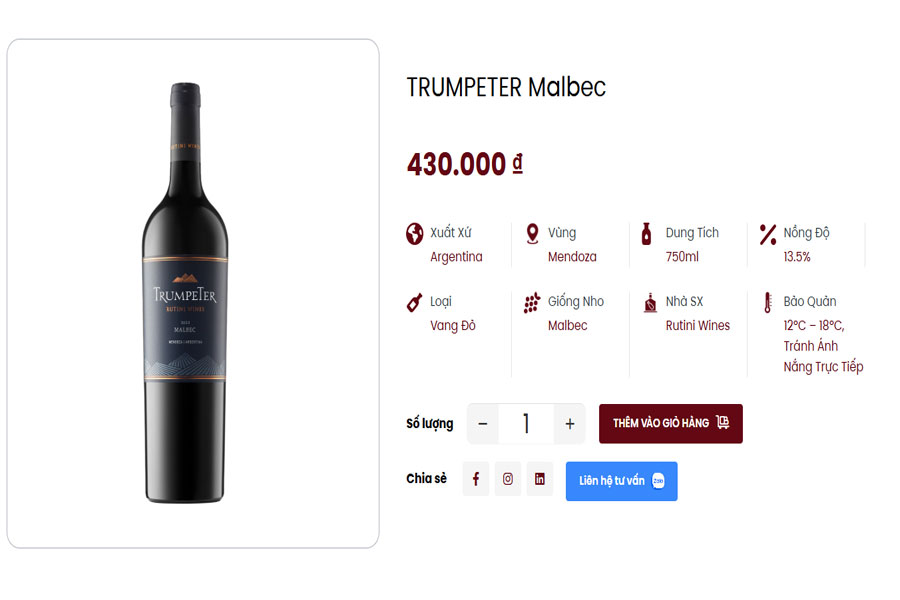 Trumpeter Malbec hiện có tại Việt Âu Bev