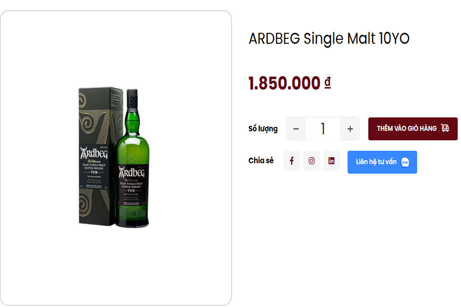 Ardbeg Single Malt 10YO hiện có tại Việt Âu Bev