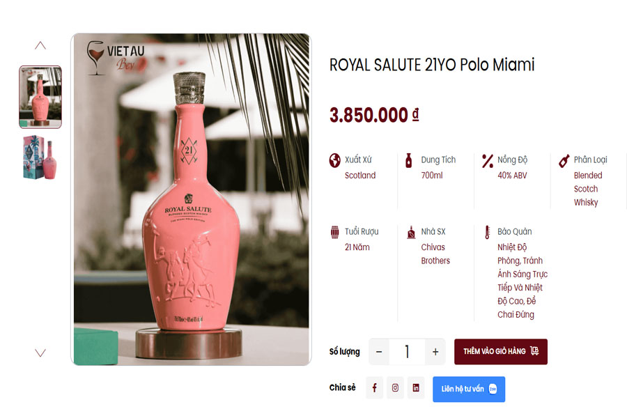 Dòng Royal Salute 21Yo Polo Miami tại Việt Âu Bev