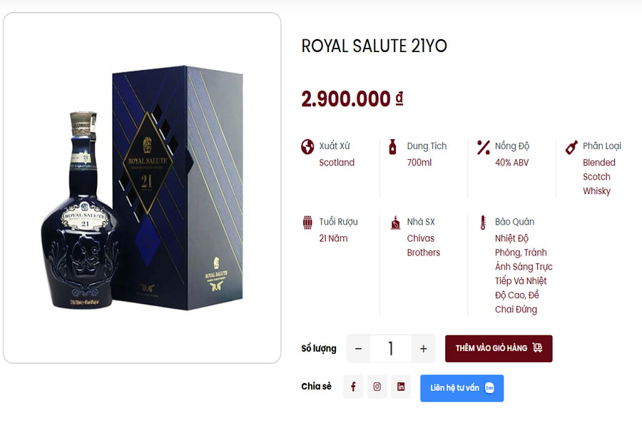 Rượu Royal Salute 21YO chính hãng tại Việt Âu Bev