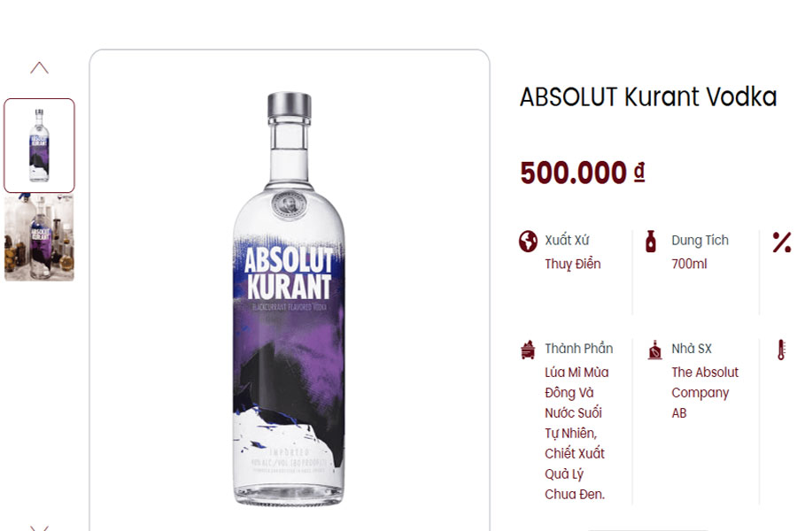 Absolut Kurant Vodka tại Việt Âu Bev