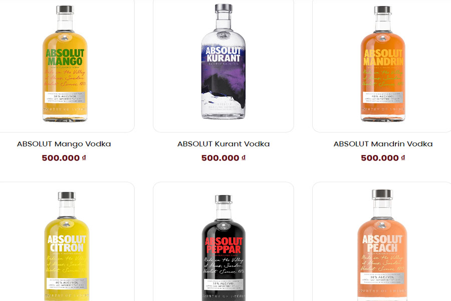 Danh mục Vodka tại Việt Âu Bev